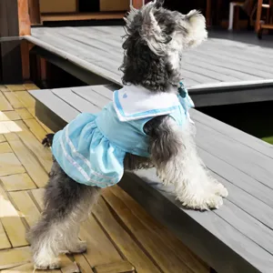 Cute summer pet sailor dress for dogs and cats breathable sweet blue apparel cute pet outfit