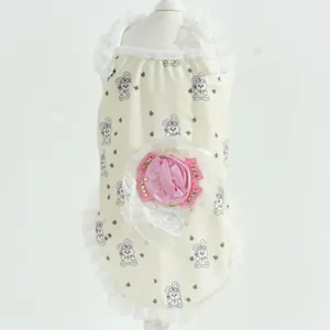 Estate sottile pizzo cinturino animali vestiti carino cane gatto gilet con coniglio rosa.
