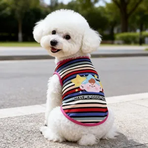Cute striped dog vest summer thin pet t-shirt breathable puppy clothes for small dogs.
