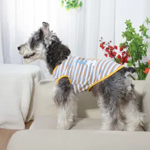 Dog striped round neck vest spring summer pet clothes cute puppy apparel breathable comfortable