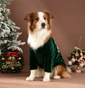 Christmas pet dog velvet sweater festive green winter apparel warm costume for large dogs.