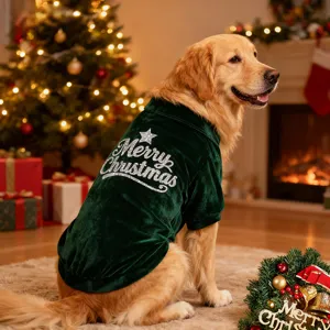 Christmas dog clothes green velvet large pet holiday costume winter warm apparel outfit