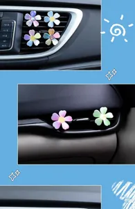 Cute rotating windmill car air freshener vent clip, floral interior decoration piece