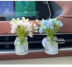 Auto Lufteinlass Parfüm Diffusor mit Kunstblume Glasflasche Vase Auto Innenausstattung