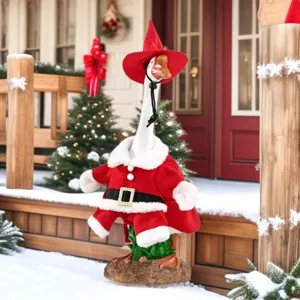 Tenue de Oie de Porche de Noël Costume de Père Noël Cape en Velours Rouge Avec Chapeau Robe de Oie de Pelouse Festive