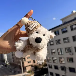 Cute West Highland White Terrier Plush Toy Keychain Soft Puppy Bag Charm Cartoon Animal Pendant Gift