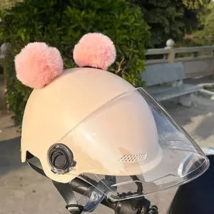 Süße Motorrad Helm Dekoration Flauschige Plüschball Ohren Universell Roller Helm Zubehör Süße Reit Schutz Ausrüstung