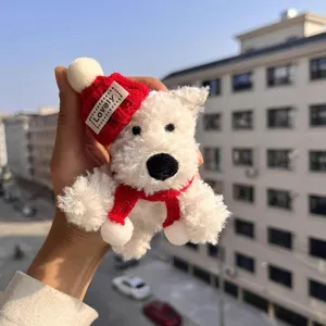Cute West Highland white terrier plush pendant bag charm cartoon puppy keychain gift
