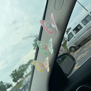 Car butterfly decoration clip embroidered cute vehicle interior accessories set for dashboard.
