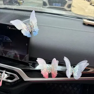 Butterfly car air vent ornament shimmering rhinestone dashboard decor cute healing car accessories