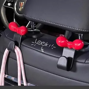 Cute dopamine red bow car seat back hook pink aesthetic interior organization accessory