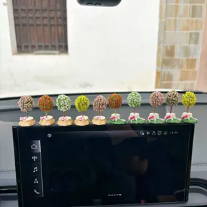 Ornamenti di alberi in miniatura per cruscotto auto, micro paesaggio verde per interni.