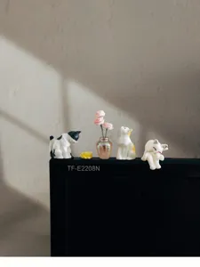 Joli ensemble de figurines de chat décoration de voiture mini fleur en résine pour bureau