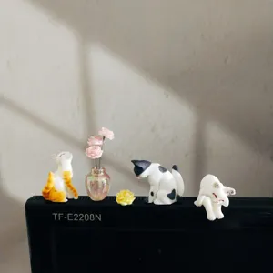 Mignons chat figurines décoration de bureau miniature vase ensemble pour tableau de bord.