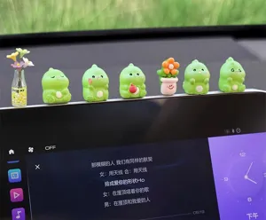 Cute little dinosaur car dashboard ornament set, resin cartoon animal decor for auto.