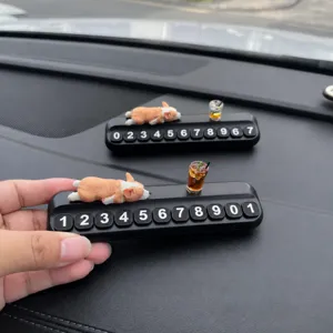 Mignon Corgi Panneau De Parking Voiture Décoration Créative De Console Centrale Chien En Résine Modèle De Boisson Miniature Accessoires Intérieurs De Voiture