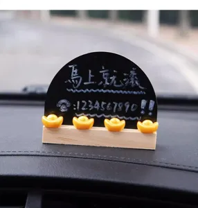 Car temporary parking sign phone number plate wooden base cute golden ingots blackboard