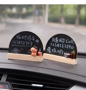 Mini wooden blackboard car temporary parking card with cute animal figurine parking number plate