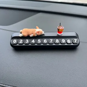 Mignon corgi chien voiture plaque de stationnement temporaire tableau de bord