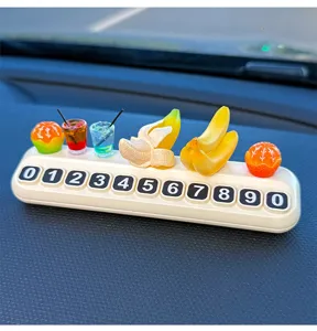 Lindo cartel de estacionamiento temporal de coche fruta bebida accesorio para salpicadero