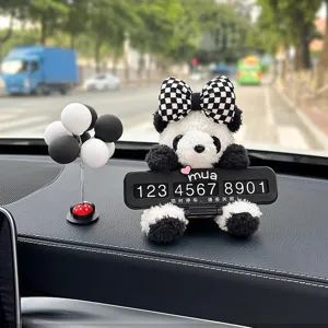 Süßes Panda Auto temporäres Parkschild mit Telefonnummer für das Armaturenbrett Dekor.