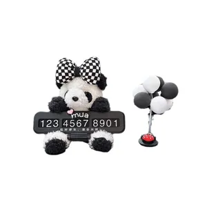 Süßes Panda Auto temporäres Parkschild Cartoon Fahrzeug Telefonnummer Karte Innendekoration