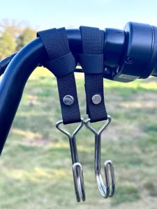 Stainless steel electric vehicle hook hanging strap detail view for bike motorcycle helmet