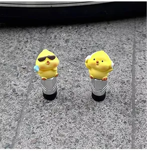 Cute yellow chick bicycle tire valve caps decorative novelty tire air port dust covers
