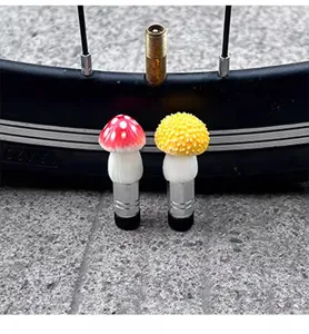 Tappi per valvole pneumatici bici a fungo carini, coperture antipolvere decorative creative.