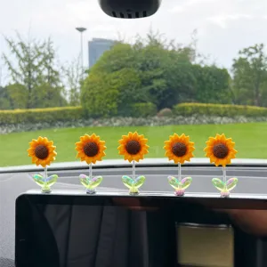 Cute sunflower car dashboard shaking ornament spring cute flower auto center console decor