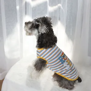 Cute striped dog vest for small pets, breathable summer puppy shirt for Teddy and Bichon.