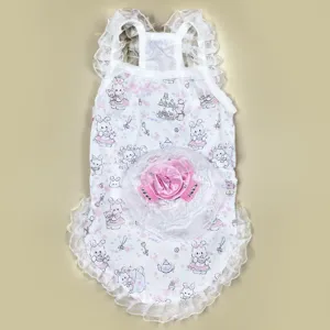 Estate sottile pizzo cinturino vestiti domestici carino cane vestito coniglio stampa gilet