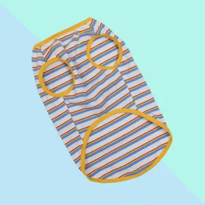 Cute striped dog vest for small pets, breathable crew neck pet clothes for spring and summer.
