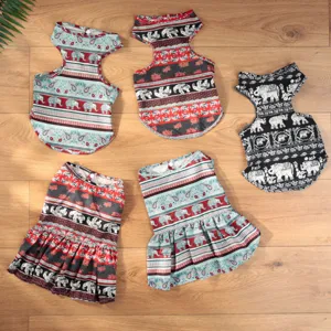 Vestito cane estate sottile stile elefante asiatico stampato abito cucciolo moda top