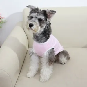 Spring and summer pet vest for dogs, cute pink sleeveless apparel detail shot, soft fabric.