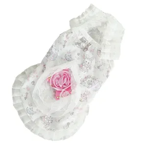 Abito estivo in pizzo sottile per animali domestici cani gatti gilet floreale cucciolo