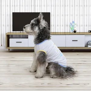 Cute breathable summer puppy vest for small dogs, lightweight pet clothes detail view.
