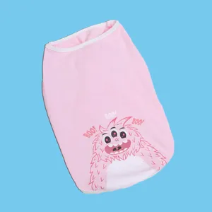 Pink cute pet dog and cat vest featuring a funny three-eyed monster print design.