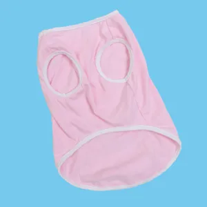 Cute pink pet dog vest with white trim summer lightweight basic clothing detail view