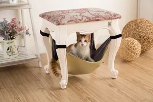 Amaca per gatti da sedia letto sospeso per animali bifacciale con cinghie velcro dettaglio