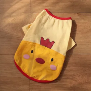 Cute cartoon chick pet t-shirt for small dogs and cats, soft breathable summer pet apparel.