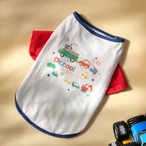 Cute cartoon car print pet summer vest breathable lightweight puppy clothes comfortable apparel
