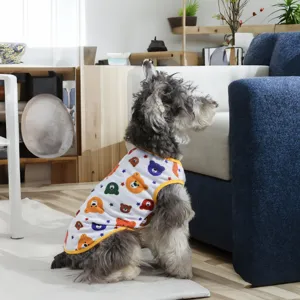 Gilet d'ete mignon pour petit chien, chemise respirante pour chiot avec imprime d'ours.