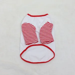 Cute striped pet vest detail view, comfortable breathable fabric for summer dogs and cats.
