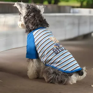 Summer breathable dog t-shirt striped pet clothes cute bear print puppy apparel small dog clothes