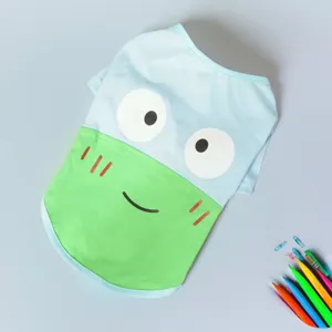 Cute cartoon frog pet t-shirt for small dogs and cats, spring and summer breathable clothes.