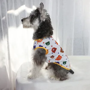 Gilet d'été pour chien avec motif d'ours mignon coloré vêtements fins respirants pour petits animaux