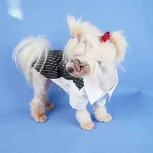 Pet dog striped suit student uniform cute puppy clothes small dog apparel fashion style
