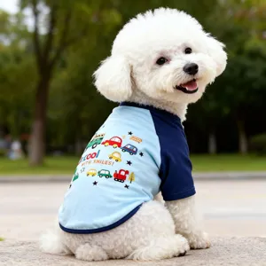 Pet Dog Summer Vest Breathable Cotton Cartoon Car Print Cute Puppy T-Shirt Apparel Clothes For Small Dogs Pets
