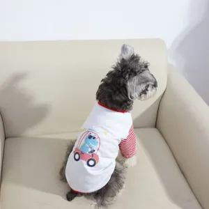 Pet spring summer vest cute cartoon dinosaur dog clothes breathable apparel for small dogs